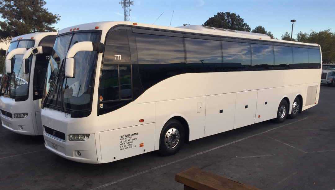 Side View of a white Bus